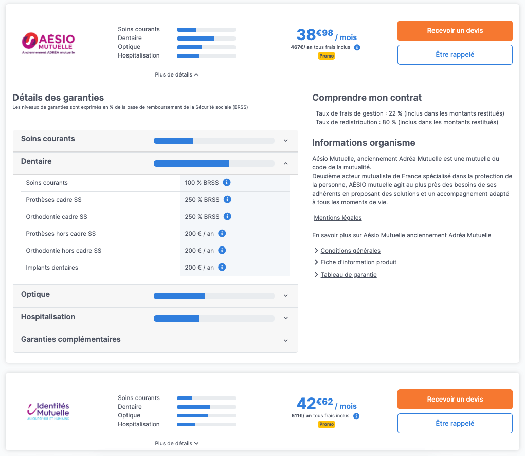 Simulation mutuelle dentaire Hyperassur