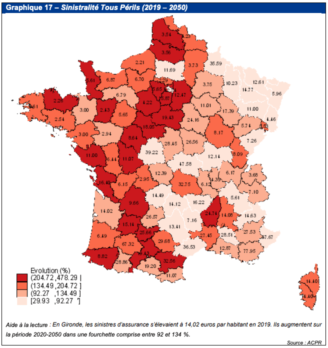 ACPR - Carte de France sinistralite tous perils 2019-2050