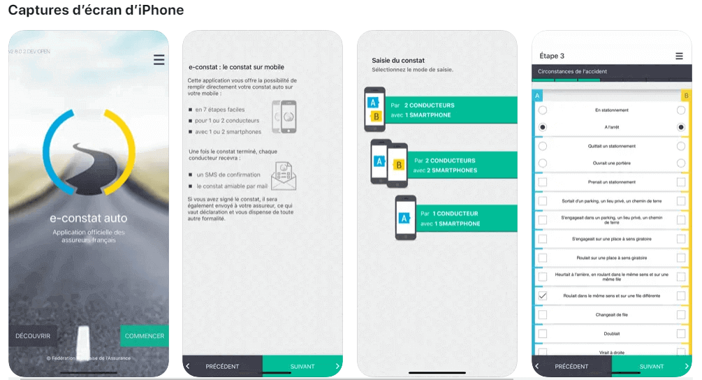 e-constat auto - capture ecran iphone