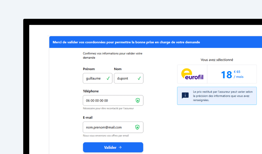 poursuivez la souscription en ligne pour être assuré dans la journée